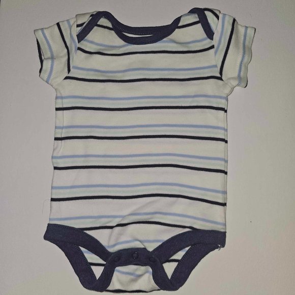 5/20 George Newborn White and Blue stripes cotton onesie / bodysuit - Picture 1 of 2
